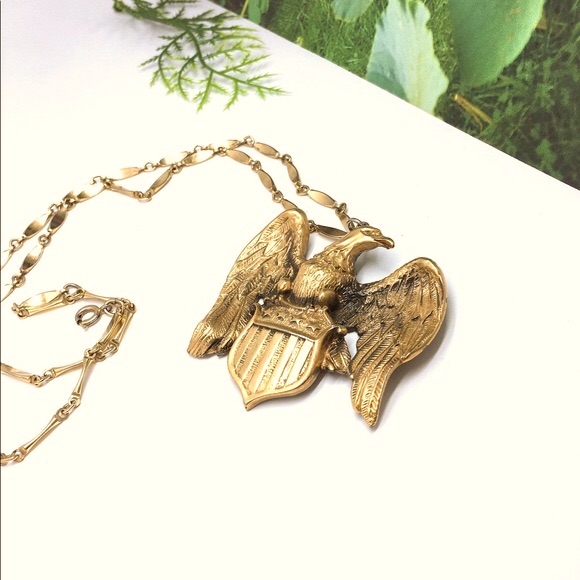 Vtg Tortolani Military Eagle Shield Vtg Necklace 200$